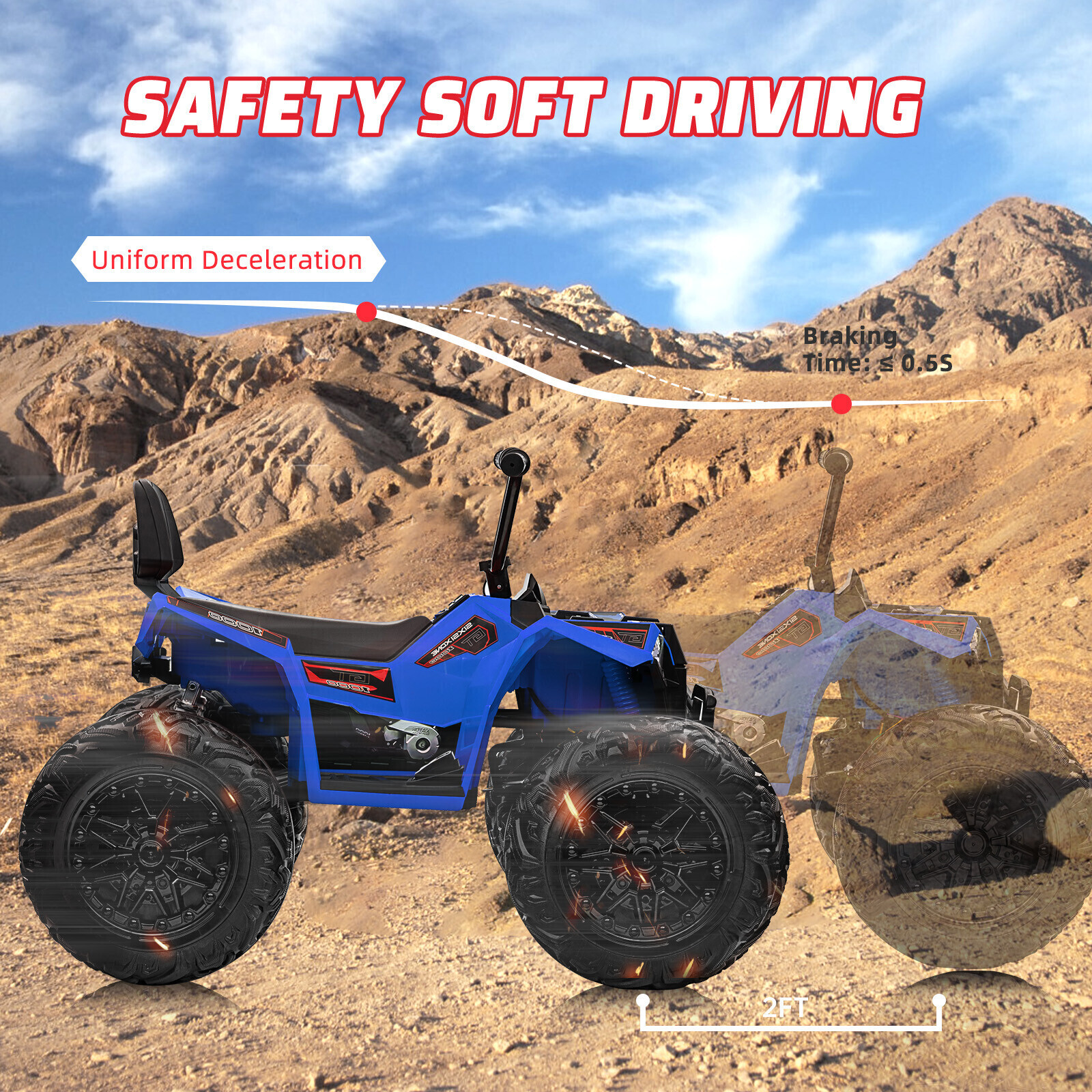 24V Kids ATV 4 Wheeler Quad Car Off-road Ride on Toy 5 mph Max-speed w/ LED Ligh