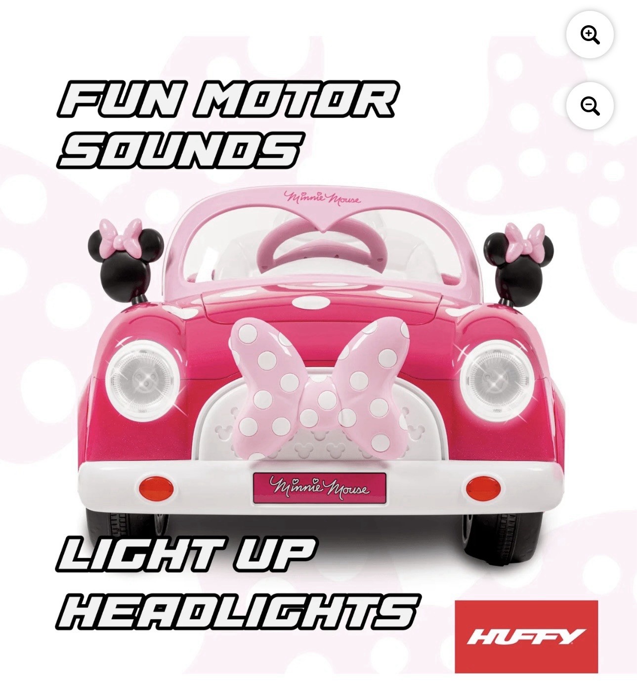 Huffy Disney Minnie Mouse Battery Powered Convertible Ride-On Car for Kids 3-7