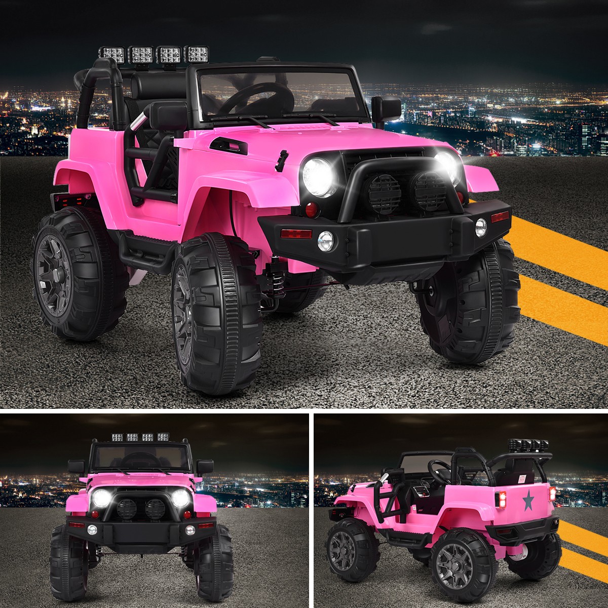 Costway 12V Kids Ride On Truck Car w/ Remote MP3 Music LED Light Pink
