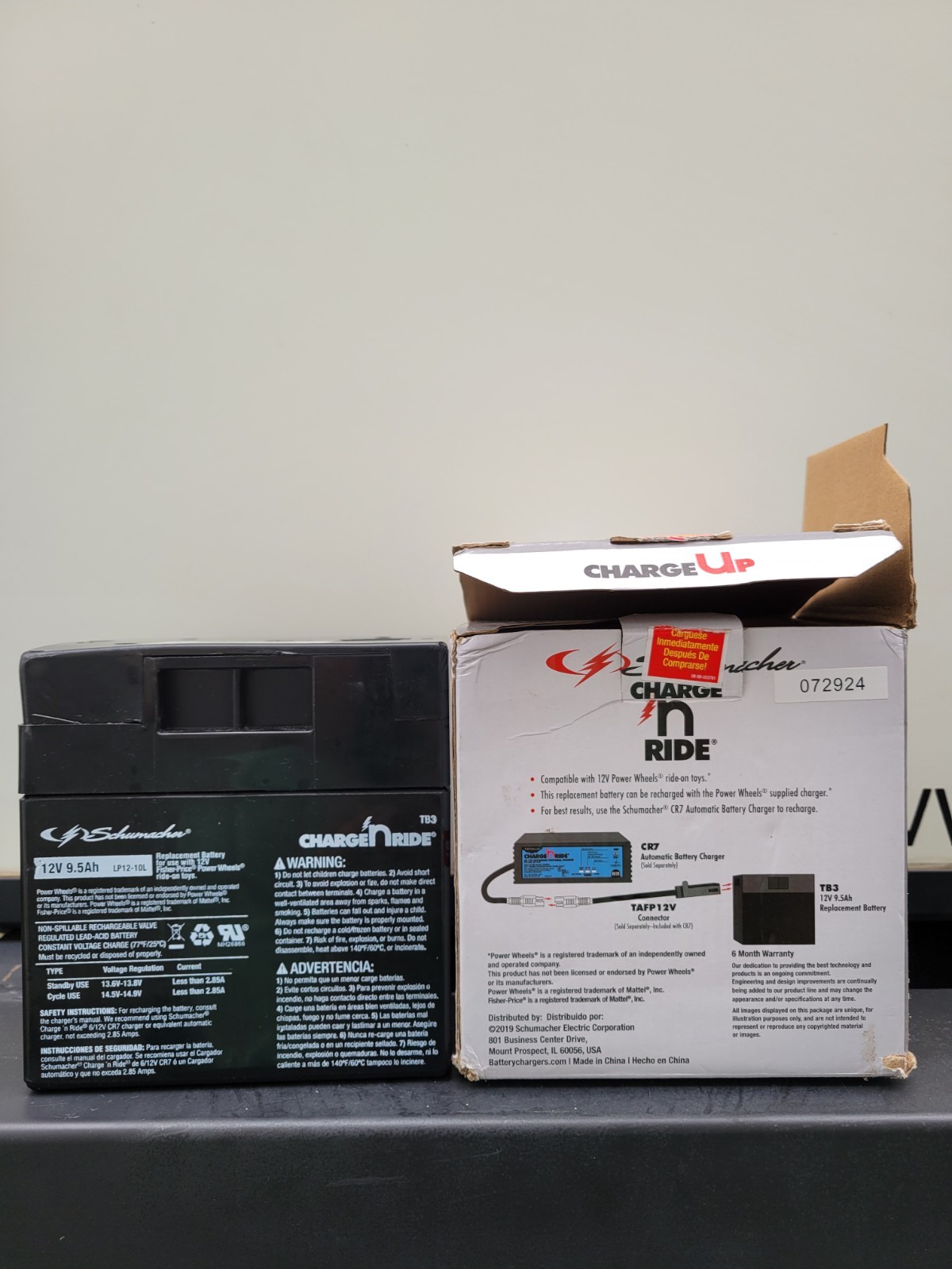 Schumacher 12V 9.5 Ah Replacement Battery For Charge N Ride On Toys, Model TB3.