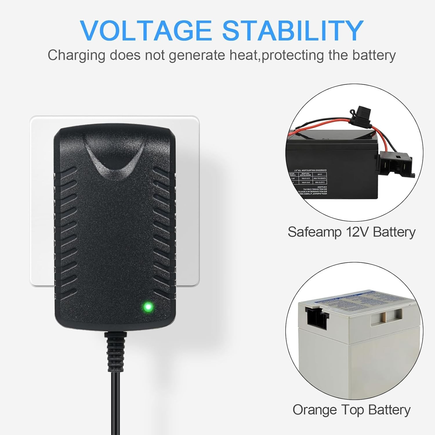 12V Charger for Fisher Price Power Wheels Gray Orange Top Battery 2Pin