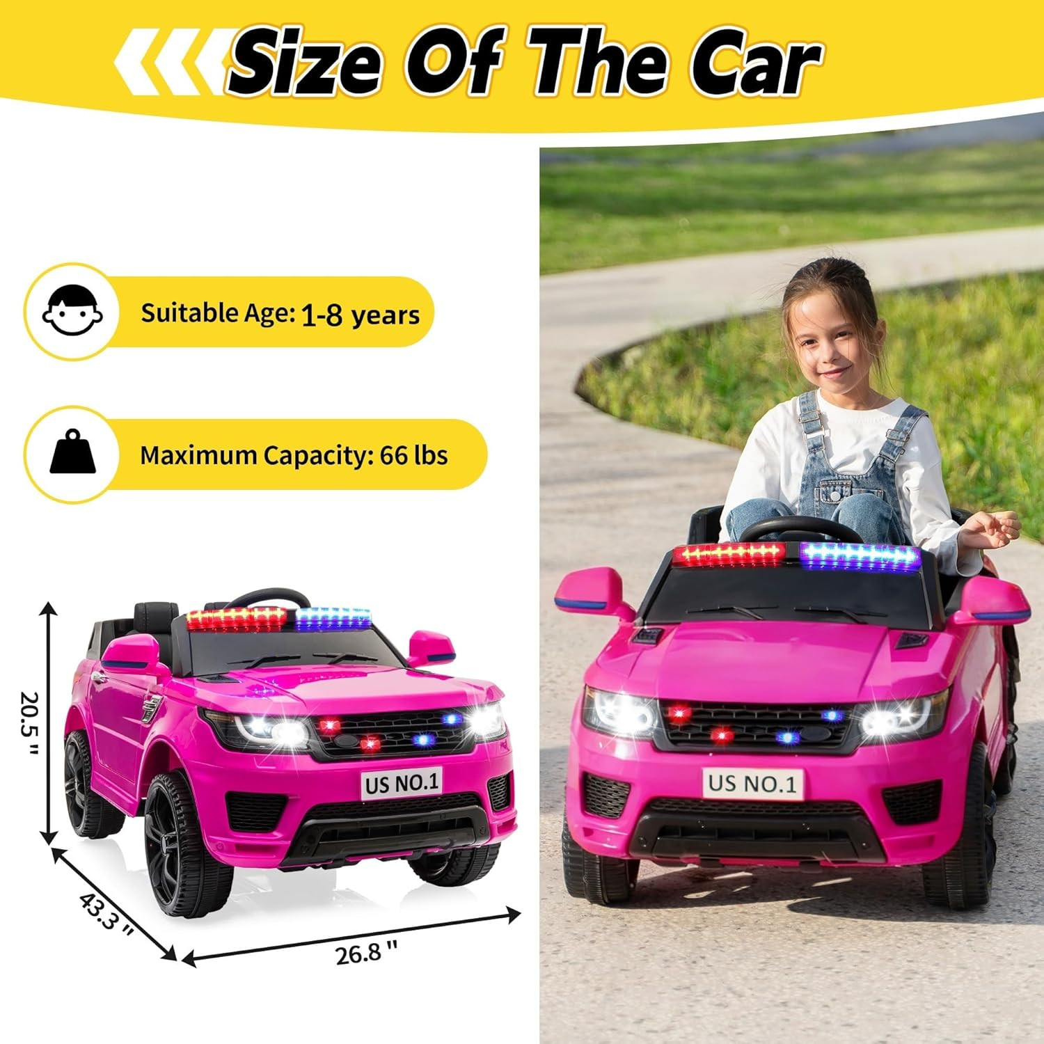 12V Kids Ride on Car with Remote Control Toddler Battery Powered Toy Electric Ca