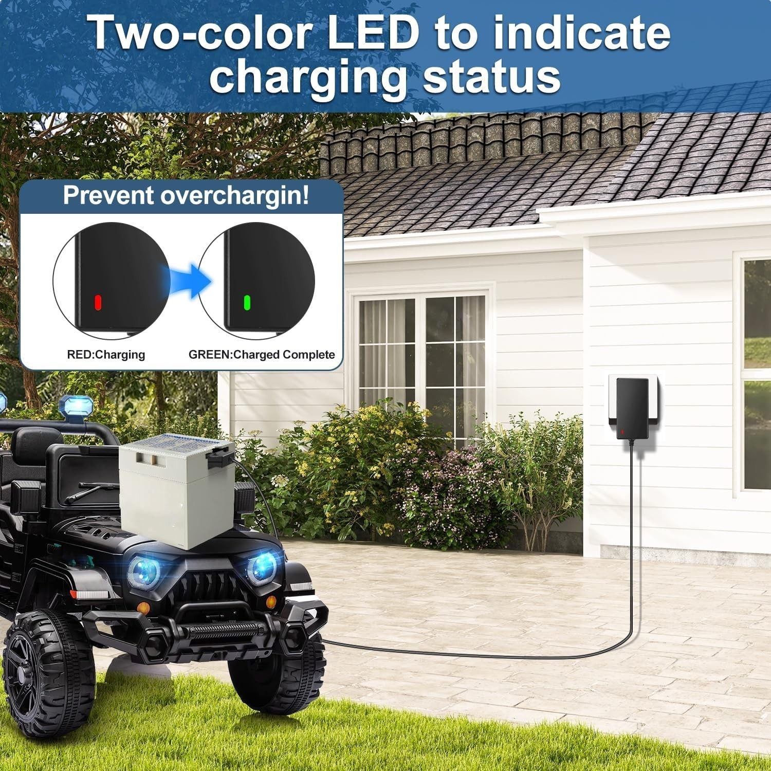 EGK 12V Battery Charger with 6.6Ft Cable for All Power Wheels 12 Volt Ride-on
