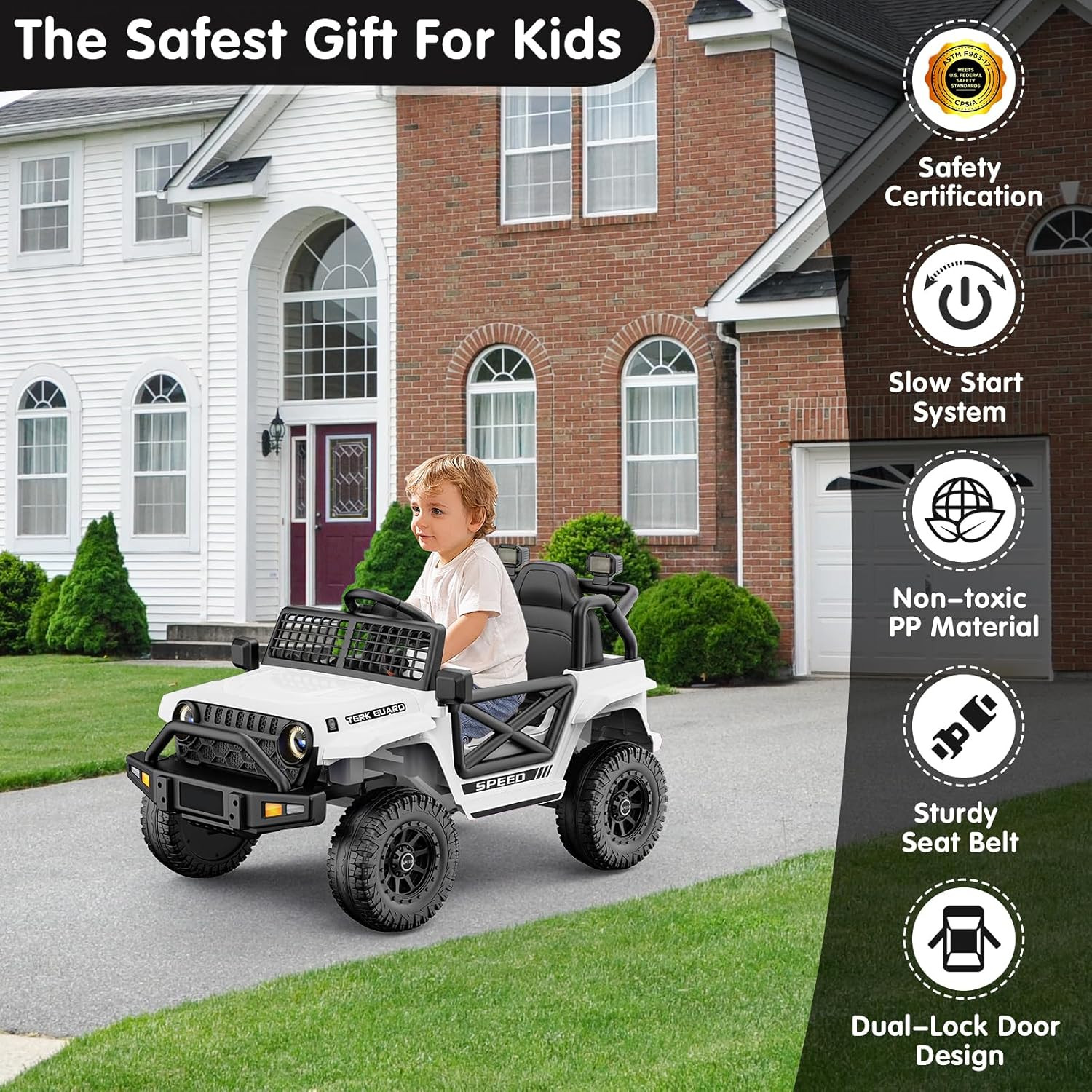 Ride on Car for Toddlers 1-3, 12V 7Ah Kids Electric Car with Parental Remote Con