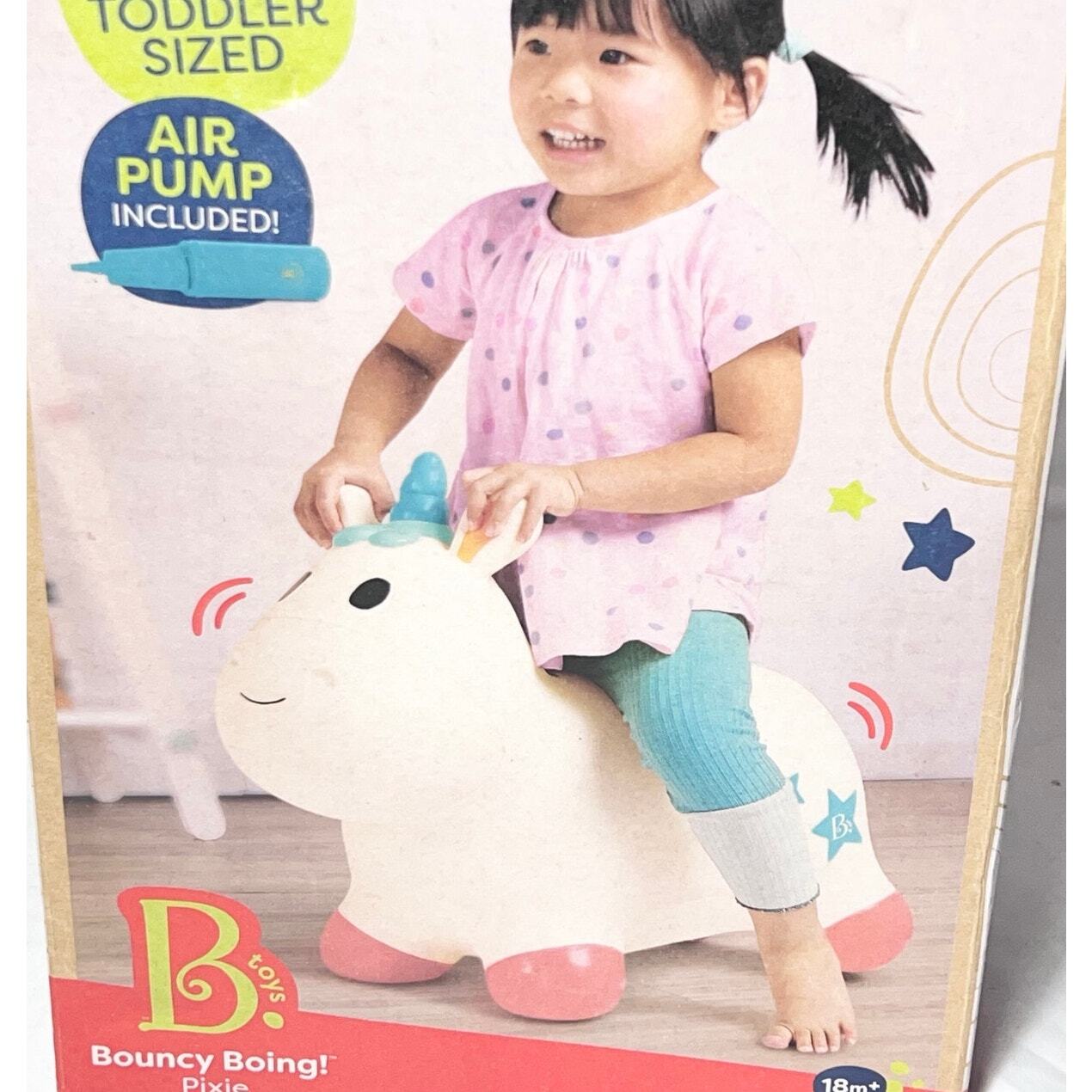 B Toys Ride On Toy Unicorn Hopper Bouncy Boing Pixie Air Pump Included (18m +)