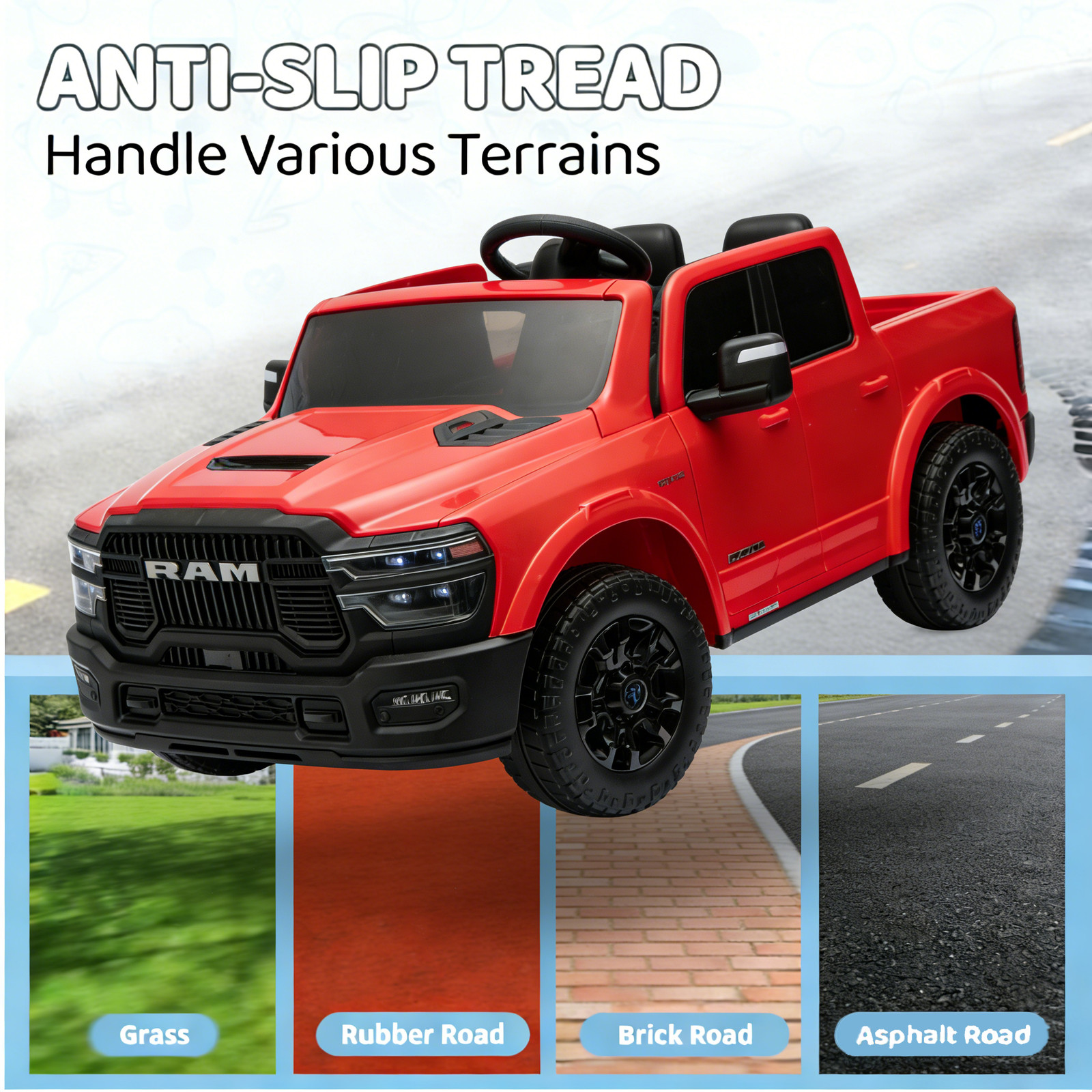 24V Dodge RAM 2500 Ride On Truck 2-Seater Official Remote Bluetooth MP3 USB Kids