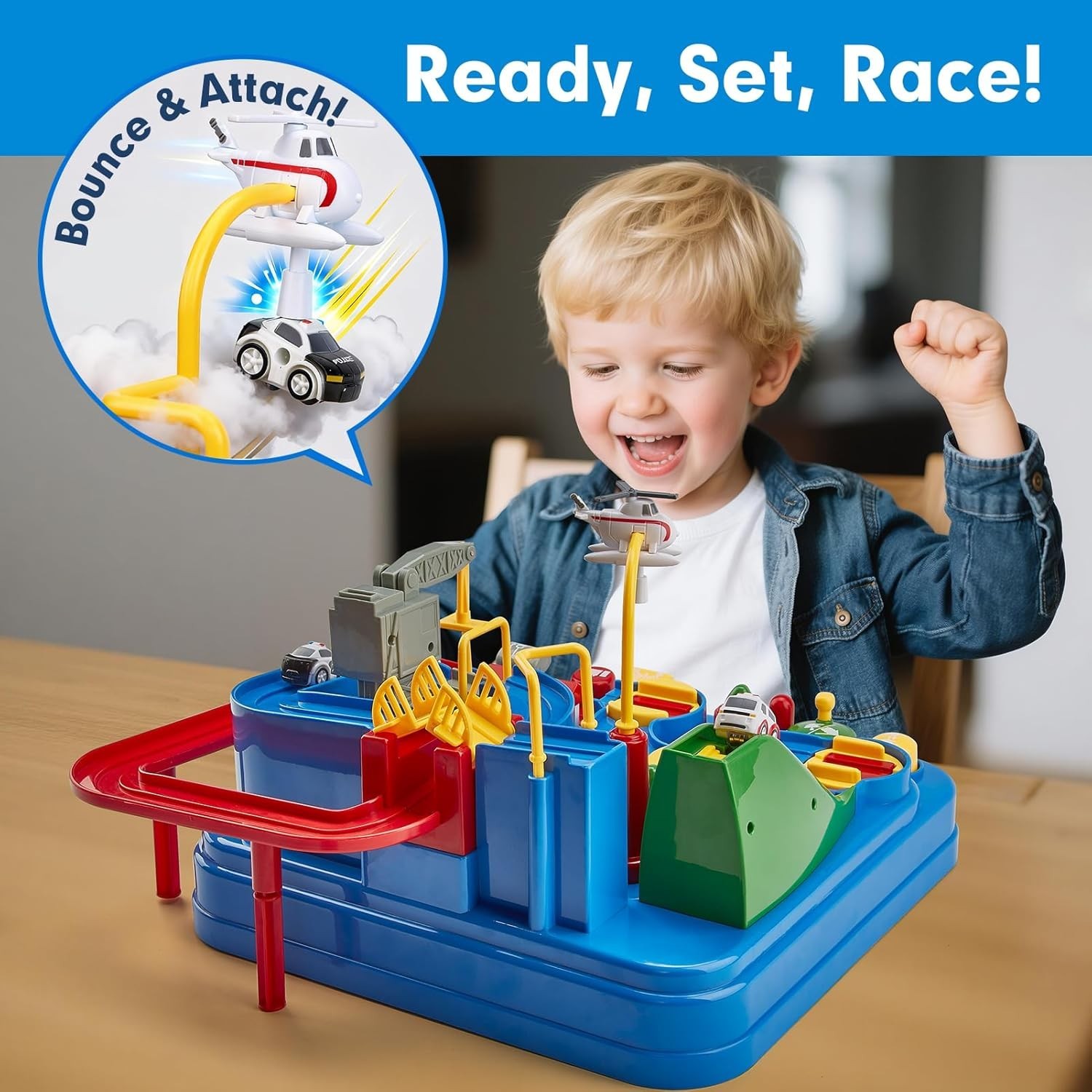 Toys for 3 Year Old Boys – Large Car Race Track for Toddlers 3-5, City Rescue To