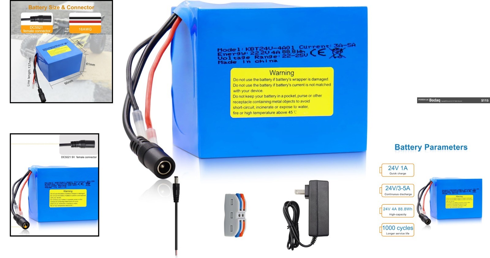 24V 4Ah Lithium-Ion Battery with Charger – Perfect for Kids’ Ride-On Vehicles