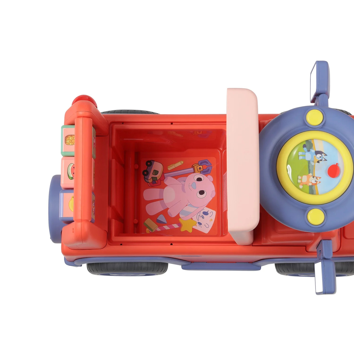 Kids Ride On Toy Bluey Push Car Truck Interactive Sounds Under Seat Storage