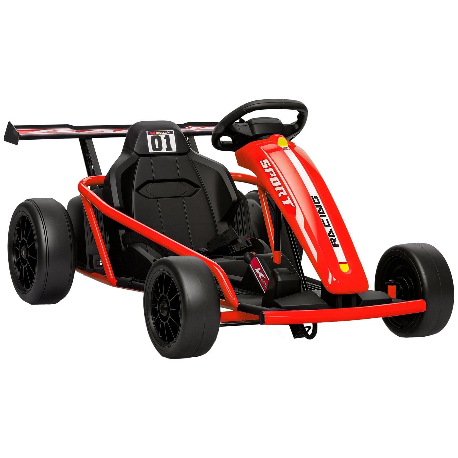 24V 8.1 MPH Electric Drift Kart for Kids with Dual Motors, Soft Start, Red