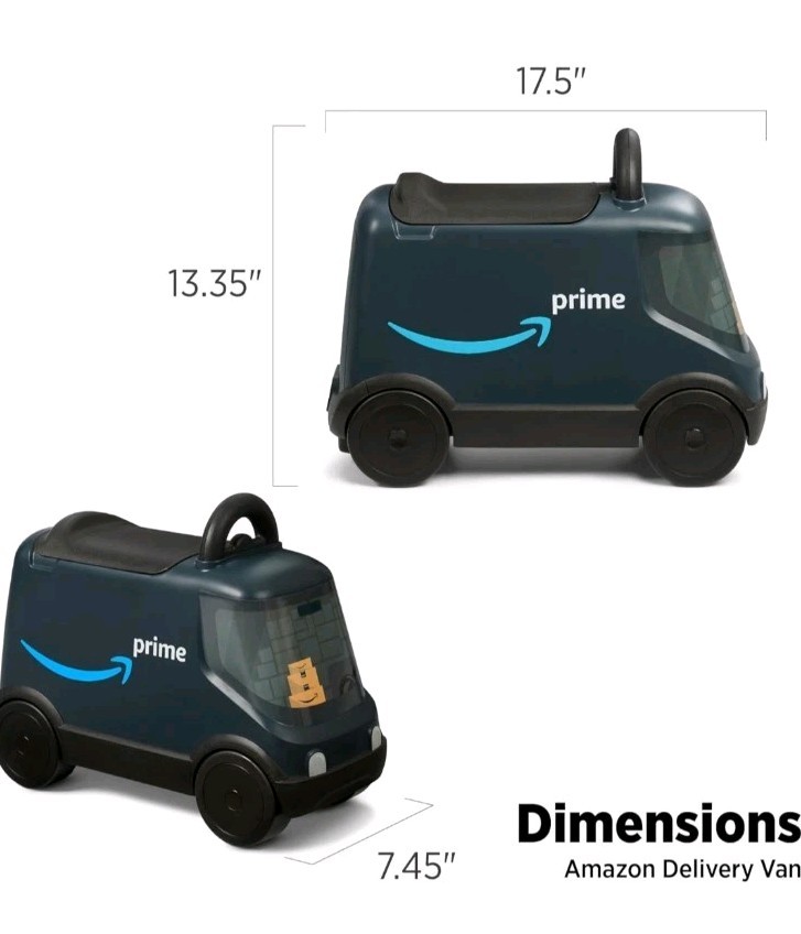 Amazon Delivery Van Ride on Toy for Kids, Blue Toddler Ride on Toy for Ages 2+