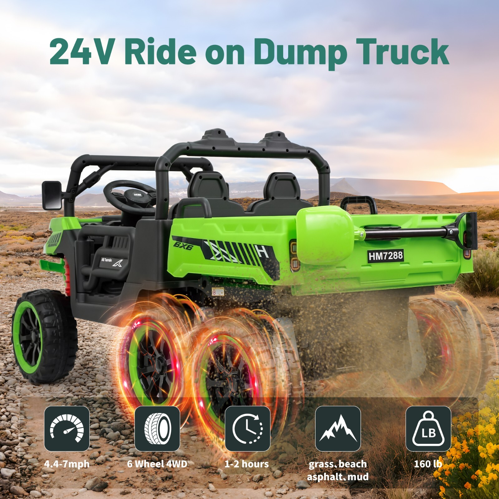 24V Kids Ride on Toy 2 Seater Electric Dump Car Power Wheels Truck w/Remote MP3