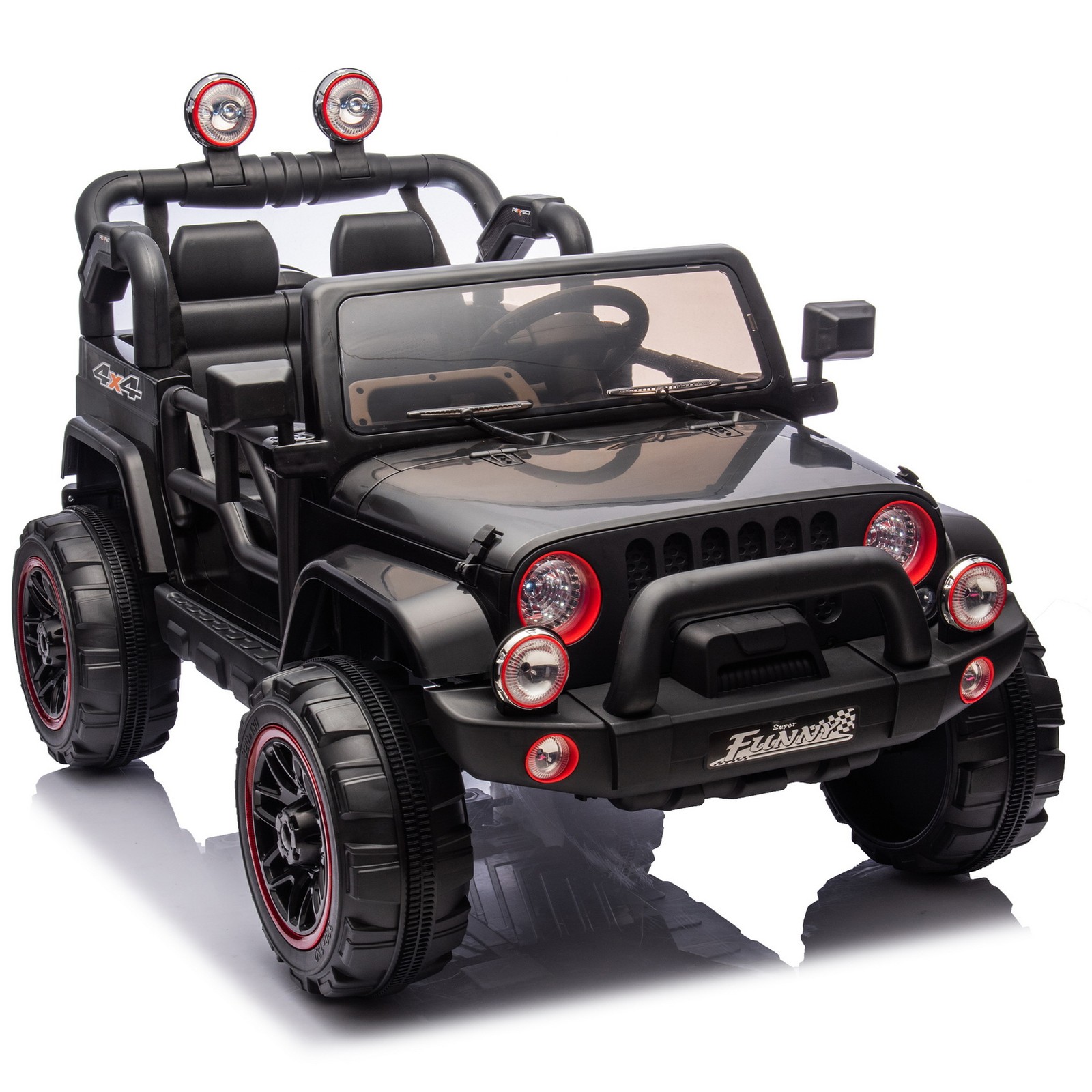 24V 2-Seater Off-Road Ride On Wrangler Jeep Toy Car Parent RC Control LED Music