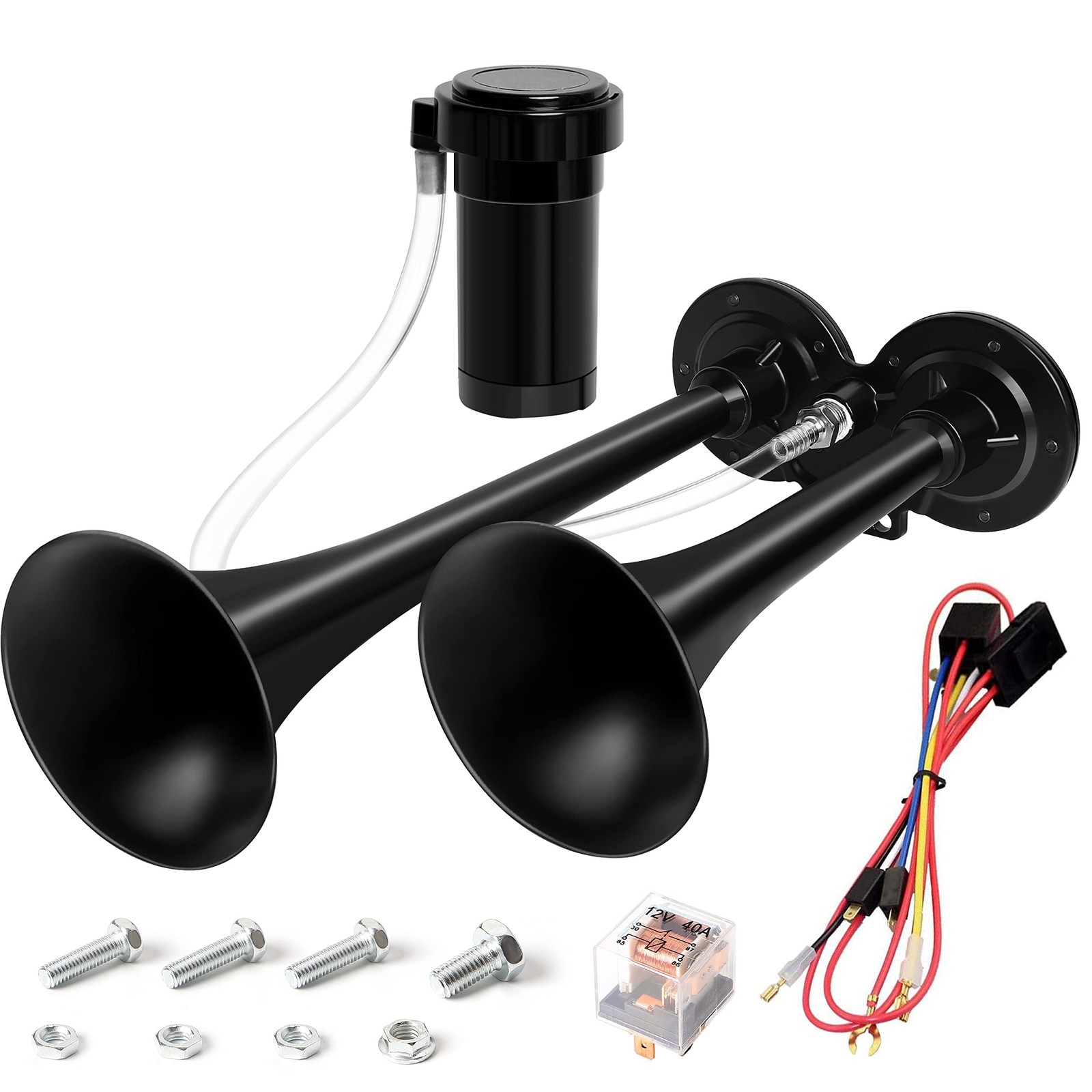 12V Air Horn Kit, Super Loud Train Horn for Truck, Air Horn Dual Truck Horn with