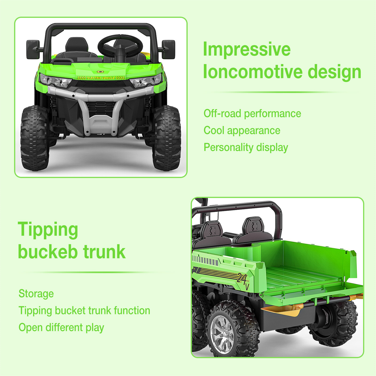 24V Ride on Dump Truck with Remote Control Electric Dump Bed Electric Vehicles