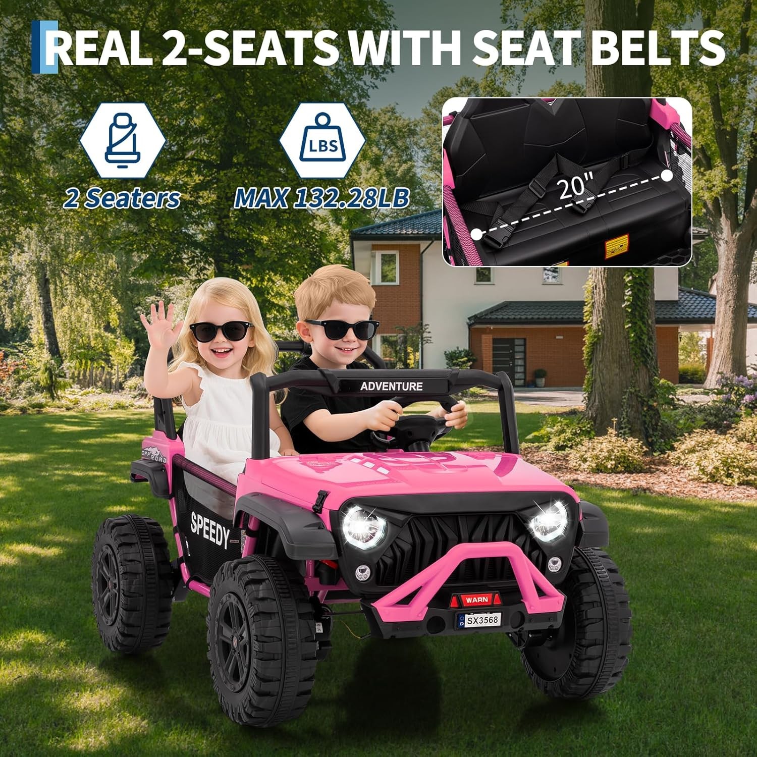 24V 2 Seats Ride On Car 4WD Electric Car Toys 4.97MPH for Kids with Remote