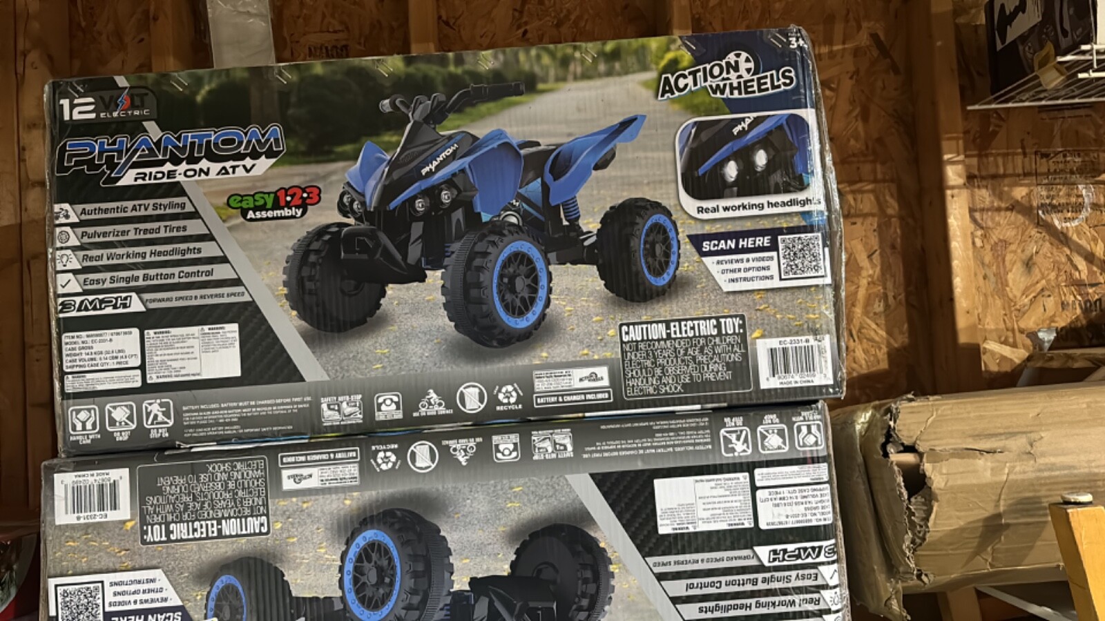 12 Volt Blue Phantom ATV Branded Battery Powered Rideon for Boys and Girls Ages