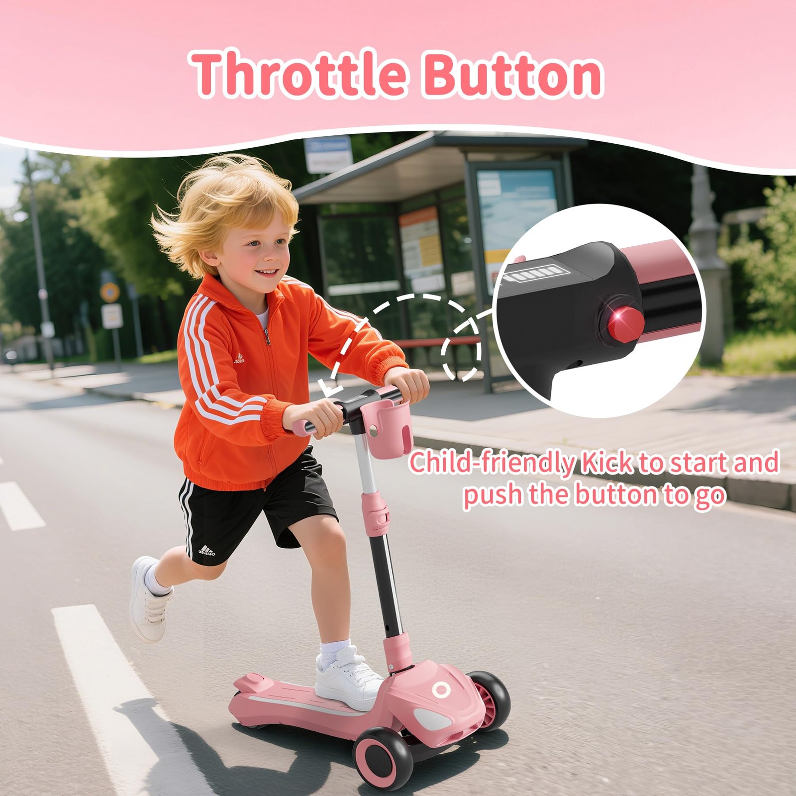 Electric Scooter for Kids with 3 LED Wheels, 5MPH Safe Speed, LCD Screen