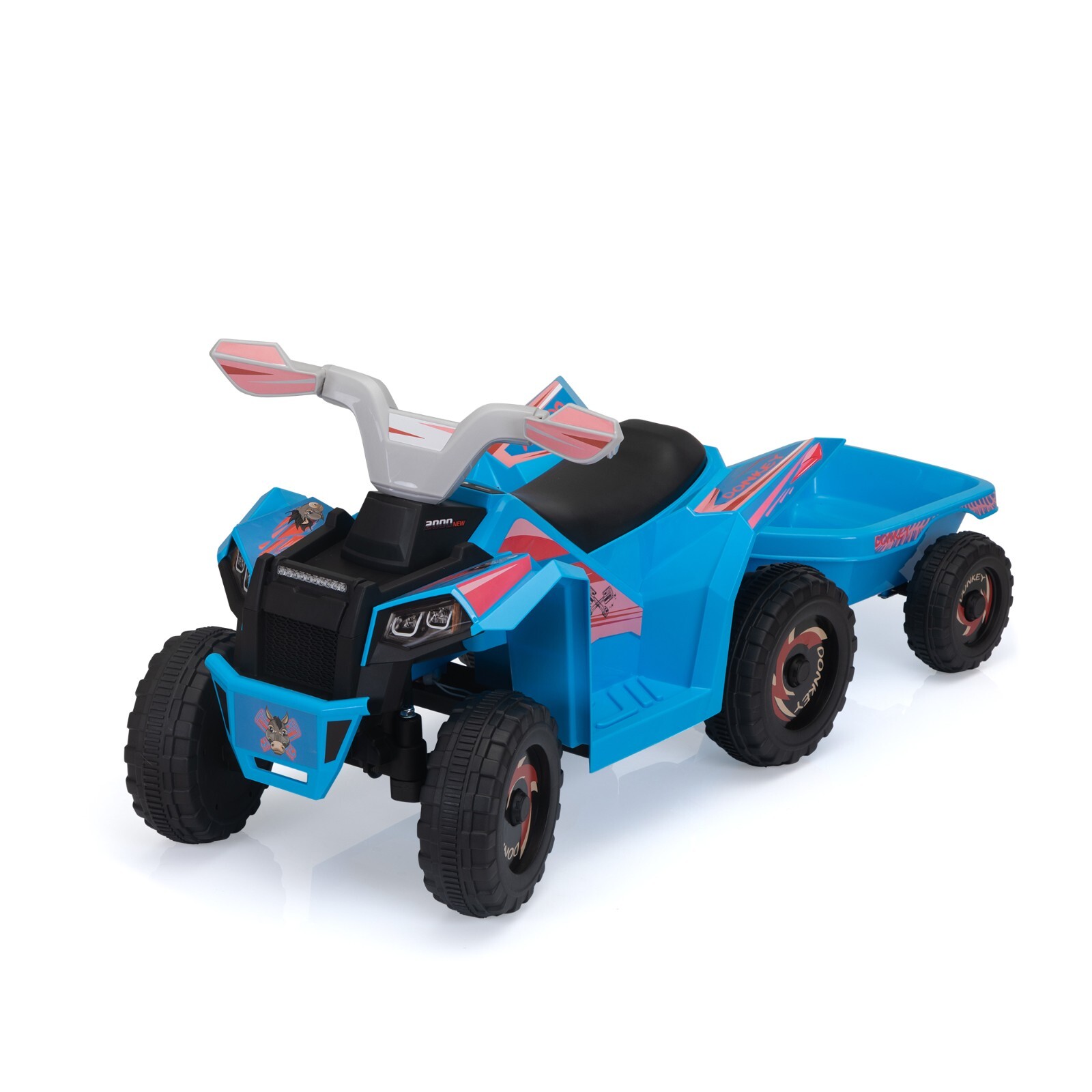 TOBBI 6V Kids Electric Ride on Car Toddler Quad Bike ATV w/Trailer for Kids 3-6