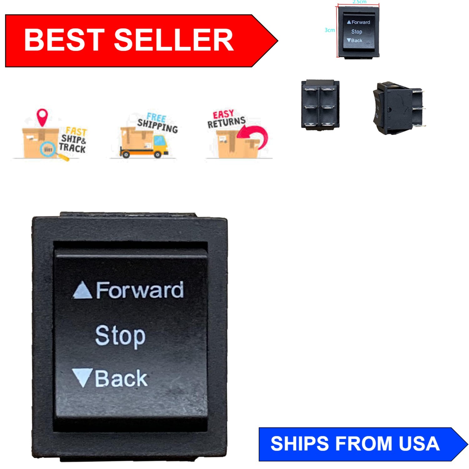2-Pack Forward, Stop, Reverse Switch for Kids Electric Ride-On Cars – Safe Play