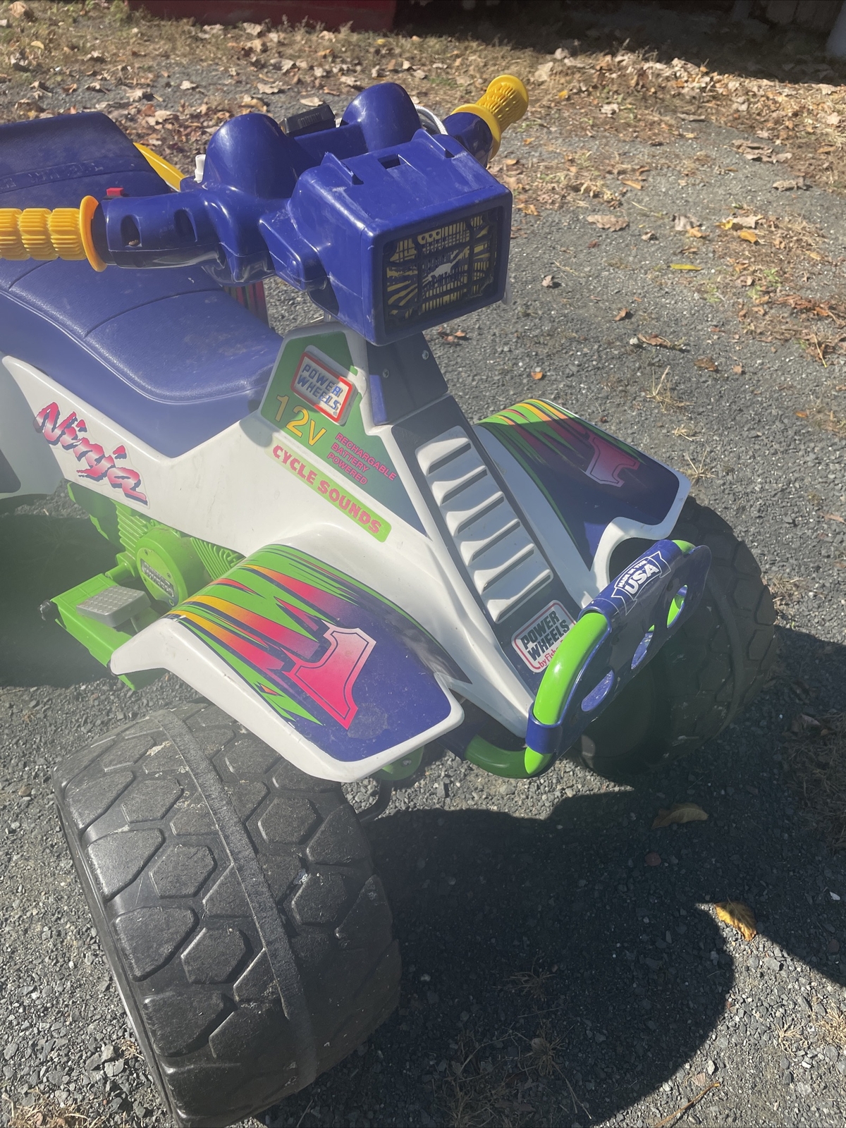 Vtg 90s Kawasaki Ninja XCR Power Wheels Ride-On Quad Neon Kids Rare Car Retro