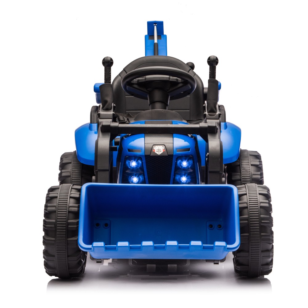 24V Kids Ride-On Electric Tractor Toy with 4-in-1 Construction Attachments