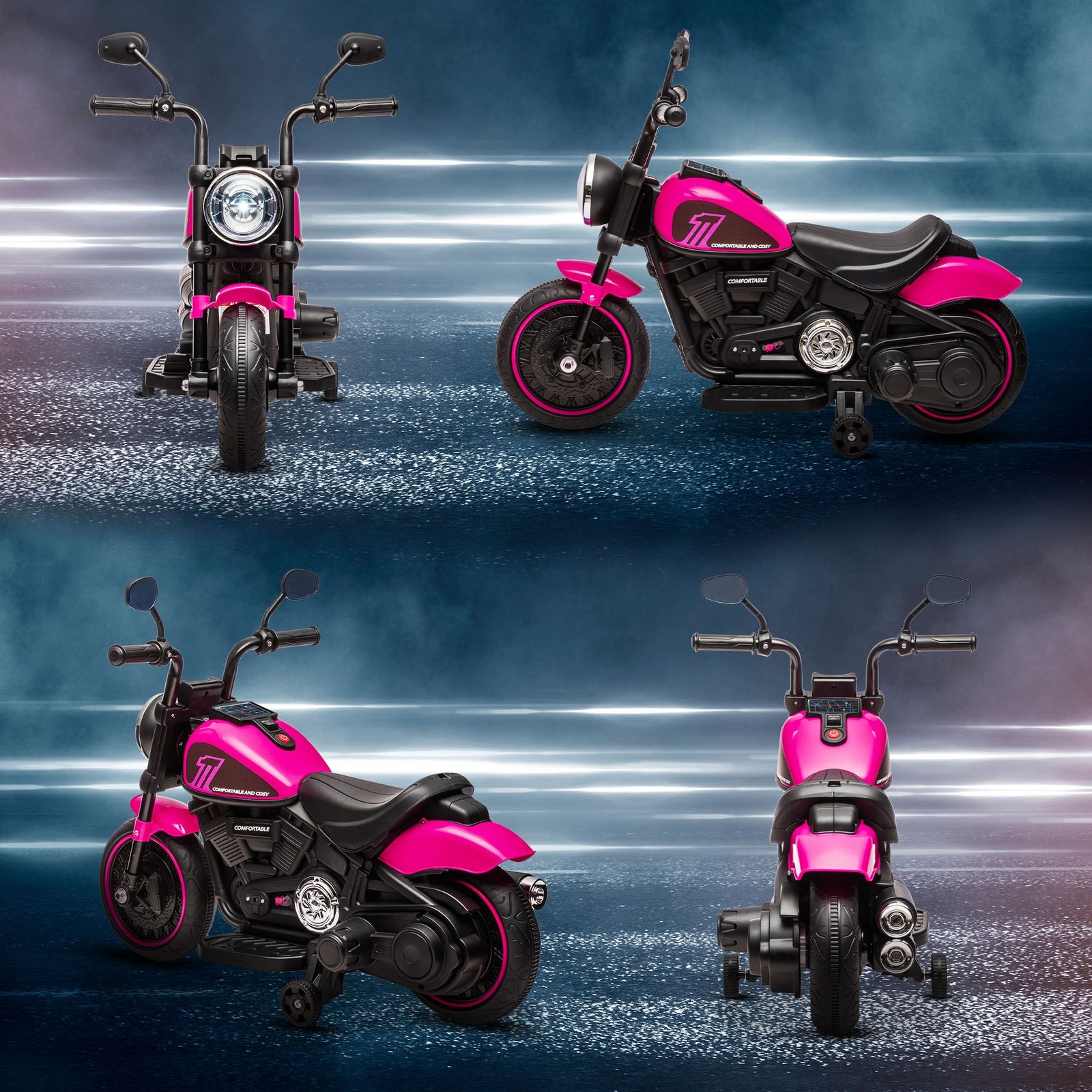 Fun 6V Kids Electric Bike with Splash-Proof Tires, 55lb, Pink