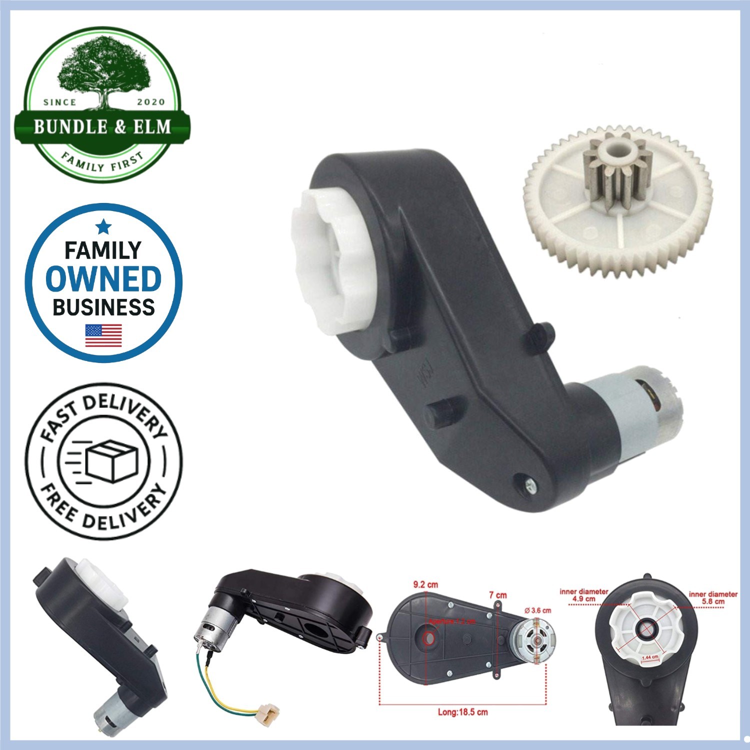 24V Gearbox & DC Motor High Torque High Speed for Kids Ride On Car Accessories