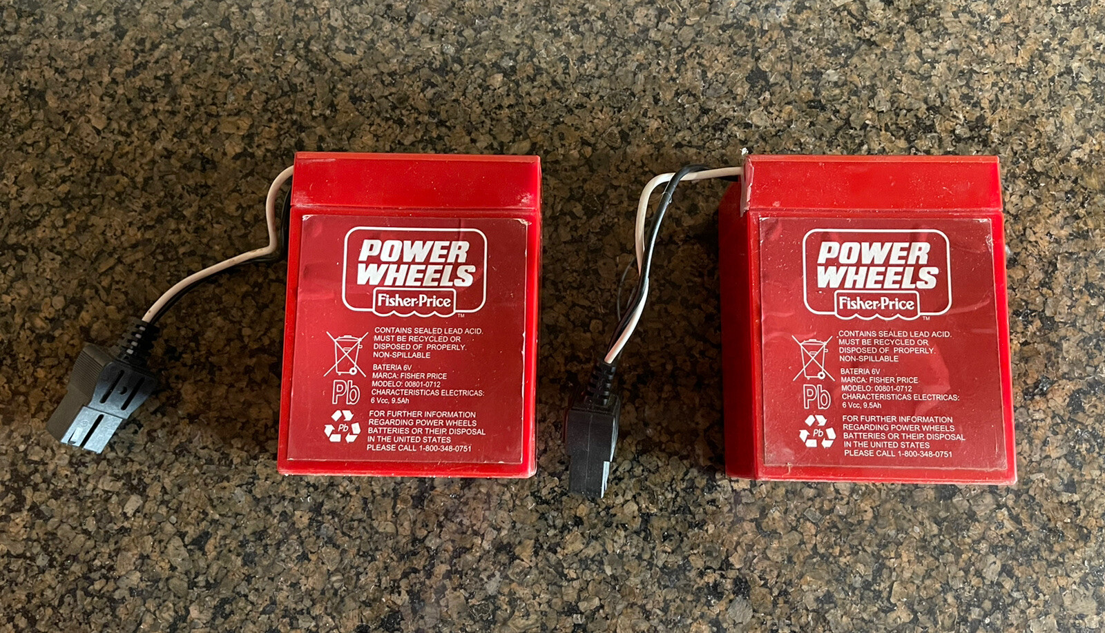 Lot Of 2 Power Wheels Battery 6 Volt Red Fisher Price (USED PREOWNED)