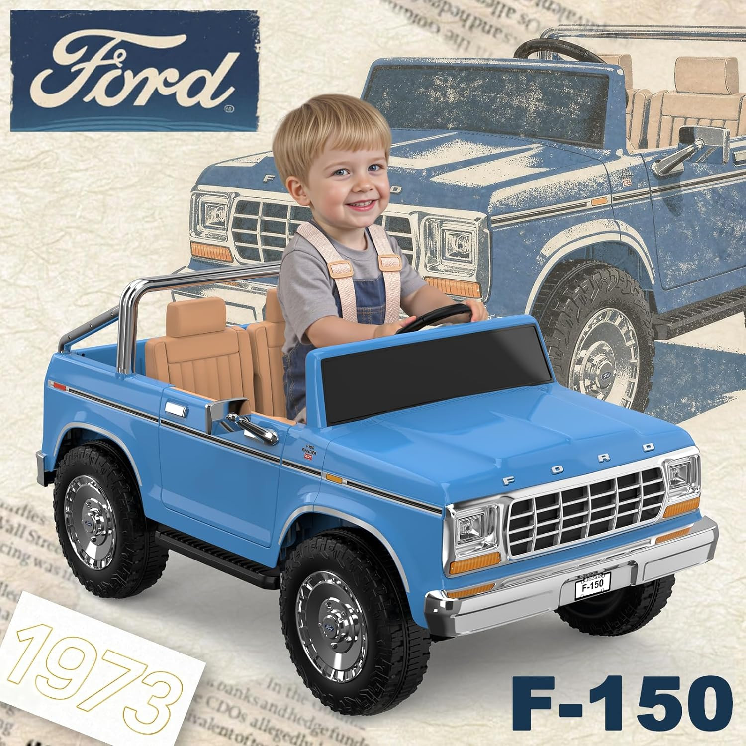 Licensed Ford F-150 24V 2 Seater Ride on Car for Kids, 4X100W Motors for All-Ter