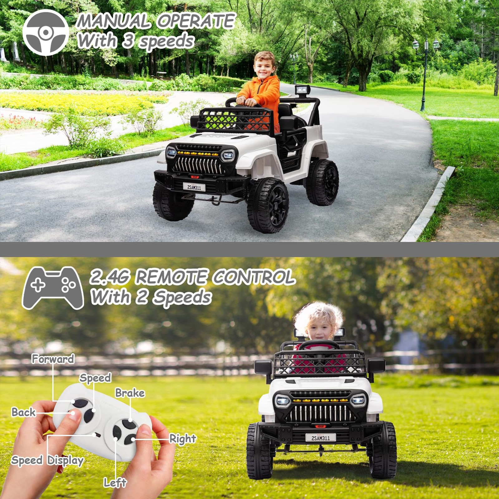 12V Ride On Electric Truck Car Toys for Kids w/ Remote LED Battery Power Wheels