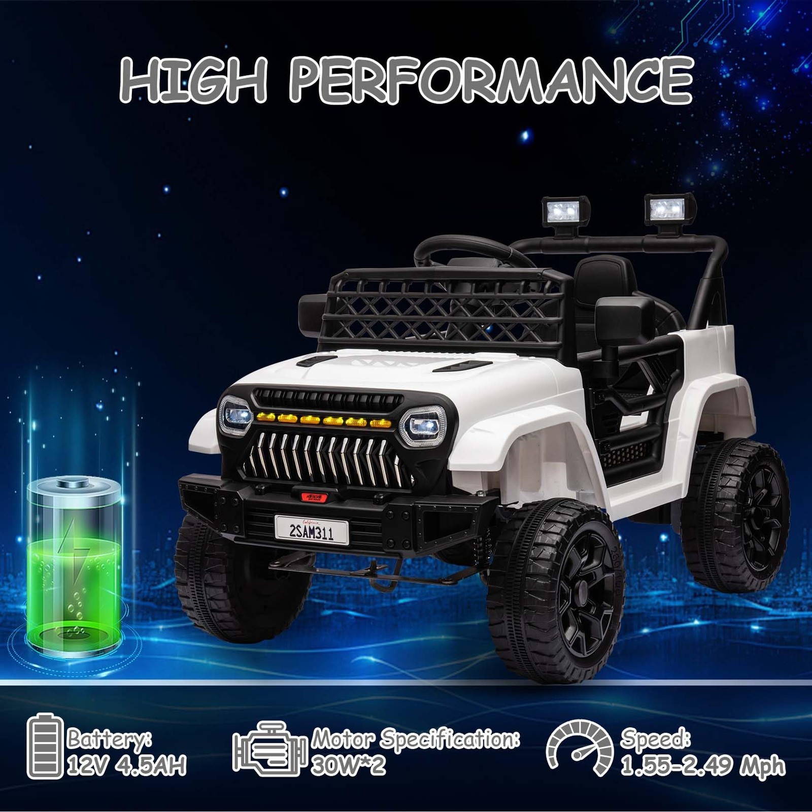 12V Ride On Electric Truck Car Toys for Kids w/ Remote LED Battery Power Wheels