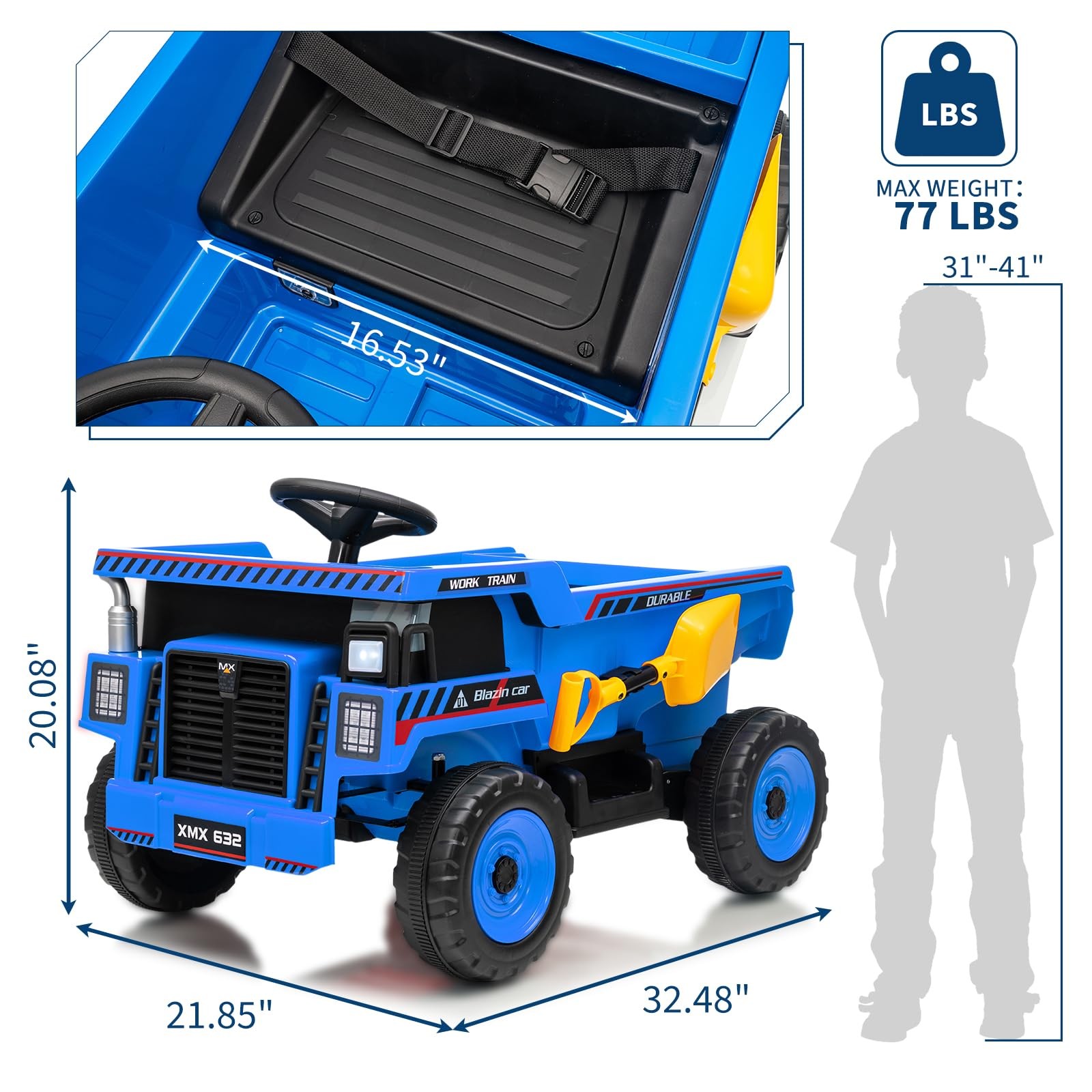 Garvee 12V Ride On Dump Truck for Kids, Ride On Car with Remote Control