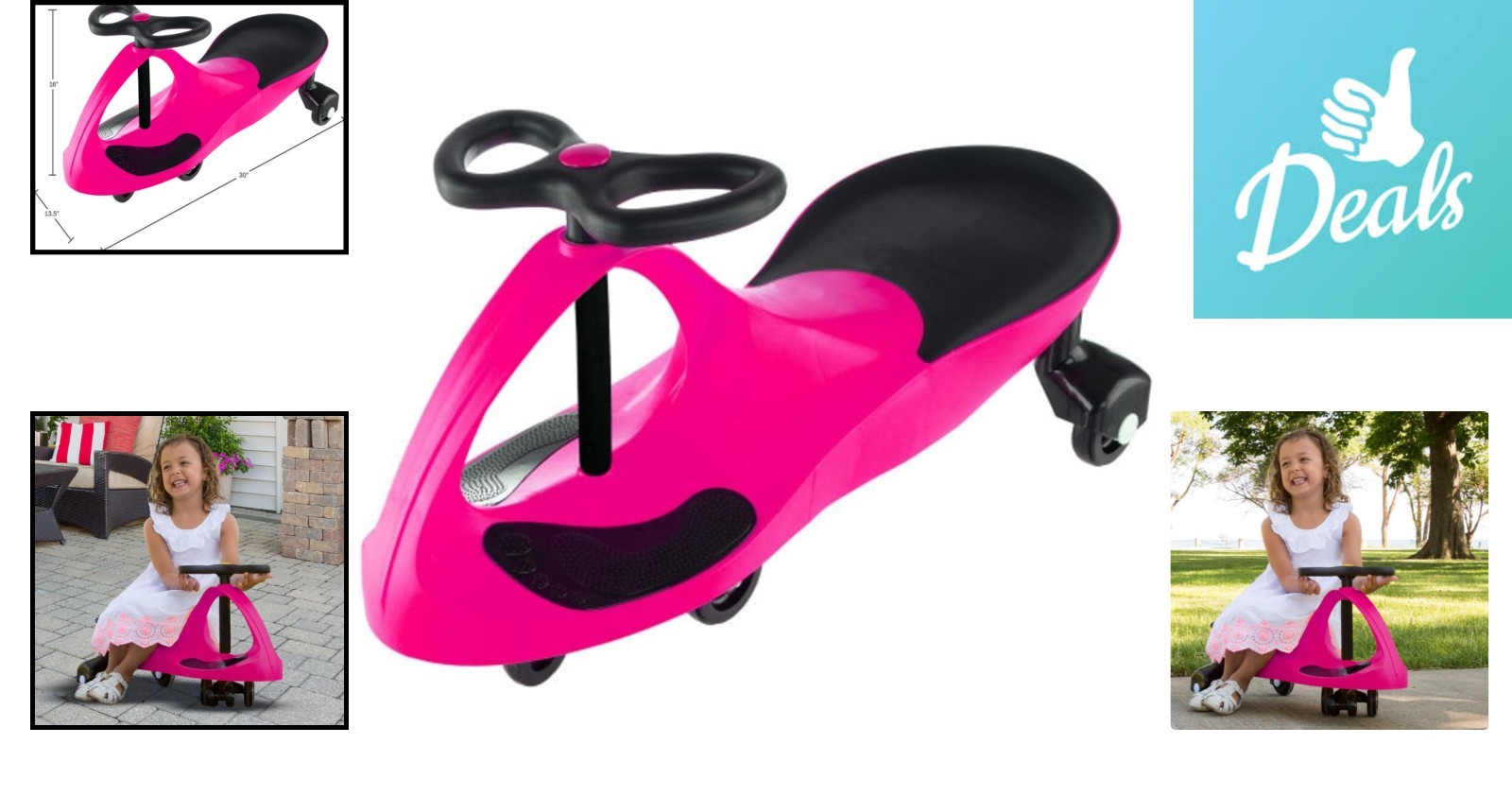 Wiggle Car Ride-On Toy for Kids 3+ – No Batteries, Just Twist & Go in Hot Pink