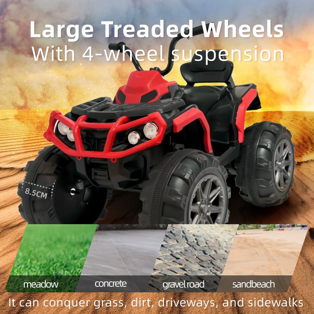 24V Kids Ride on ATV 6mph Electric Power Wheels Quad Car with 2 Speeds Bluetooth