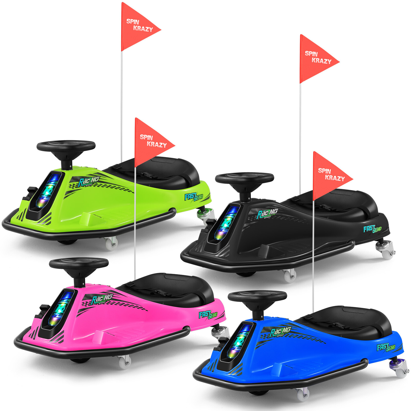 JOYLDIAS 24V 180W Powered Kids Ride On Drifting Go Kart Variable Speed Cart 360°