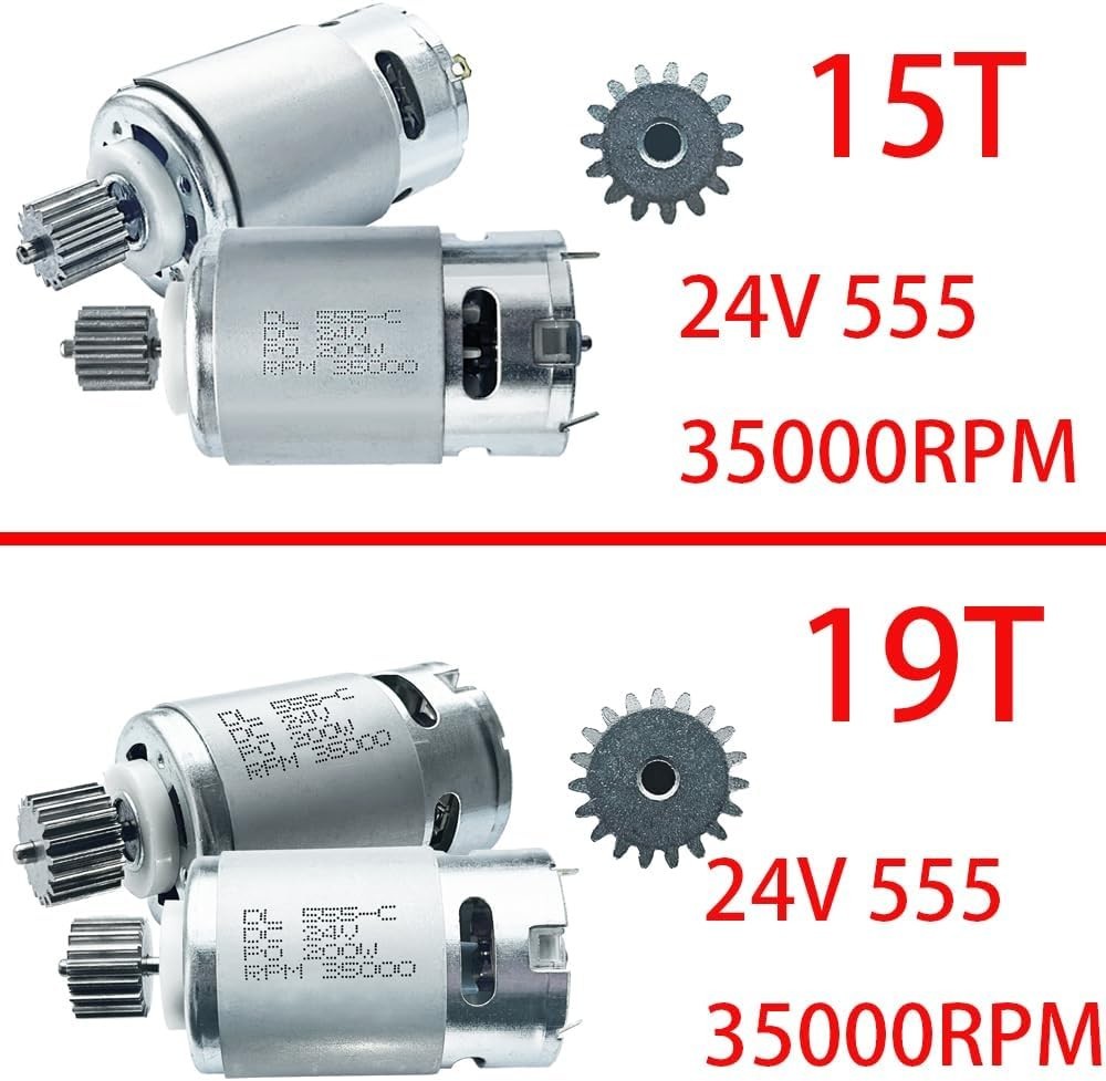 2PCS 24 Volt RS555 35000RPM High-Speed 7R Motor 15T for Fisher Price Power Wh…