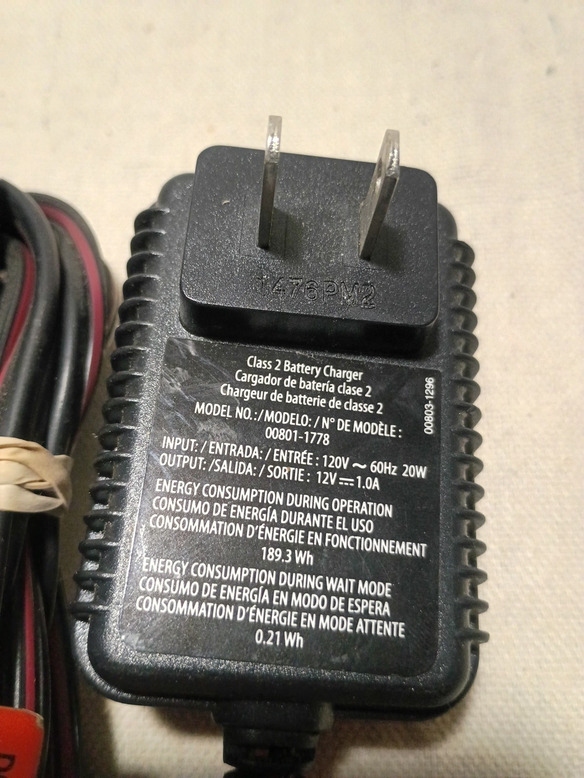 OEM Fisher Price Power Wheels AC/DC Adapter Charger Cord Model 00801-1778
