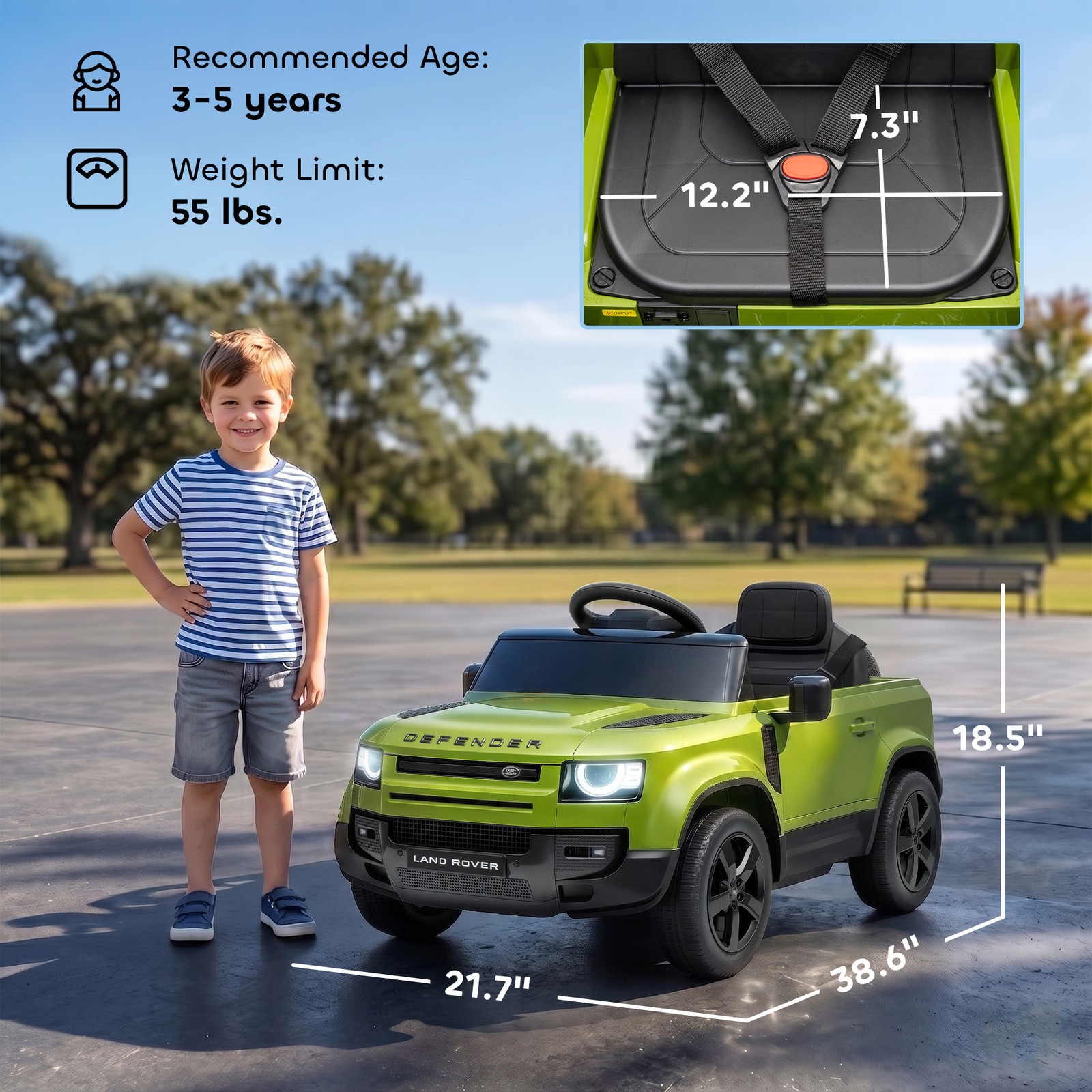 Qaba 12V Ride on Car Licensed Land Rover with Suspension & Remote, Green