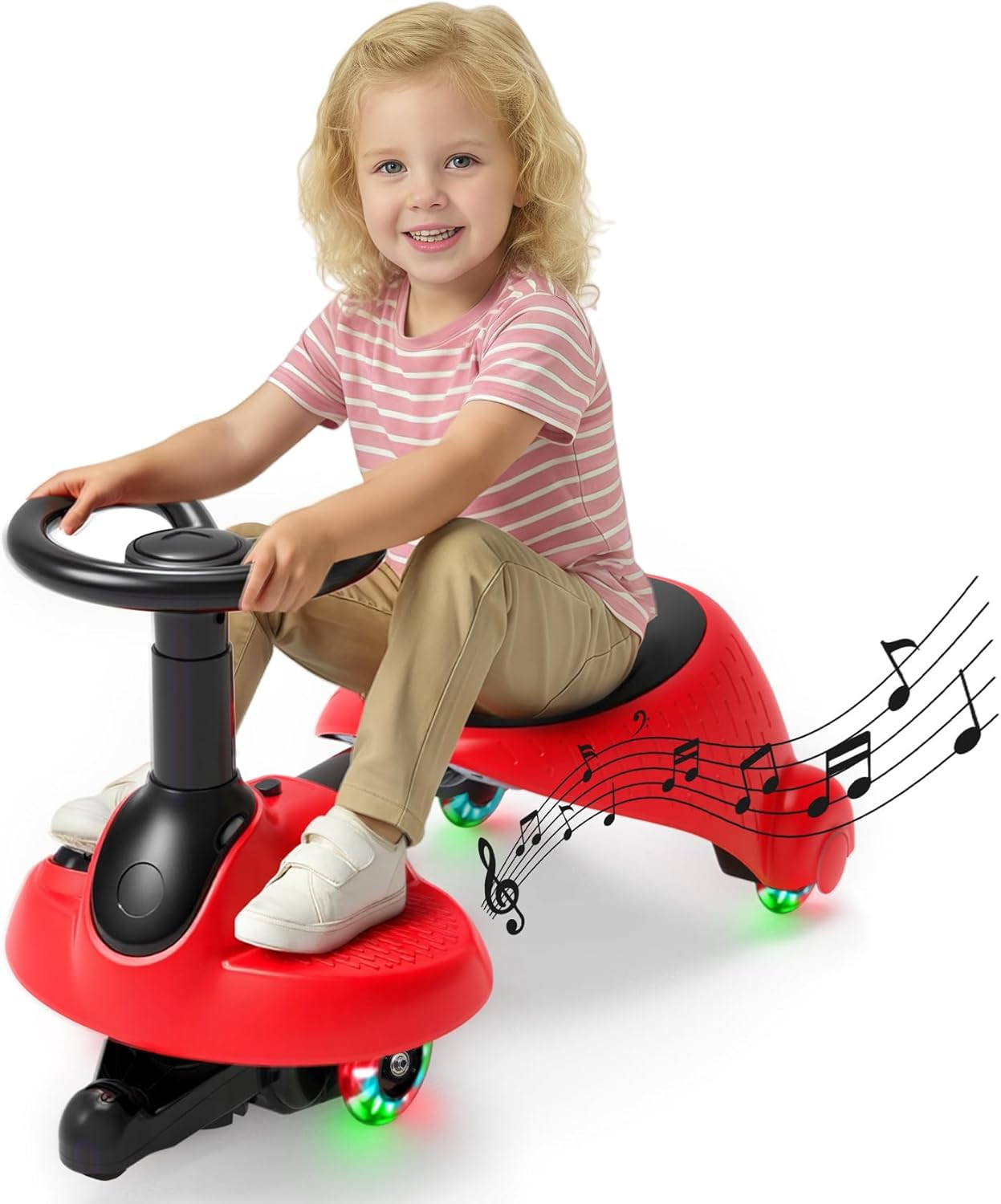 Electric Wiggle Car for Kids,6V Wiggle Car with LED Flashing Wheels & Music Spea