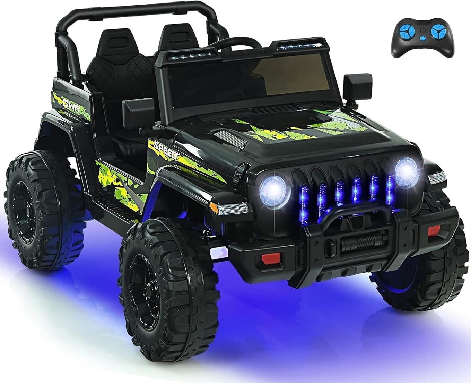 Battery Powered Cars for Kids w/ Music, Lights, Safety Belt