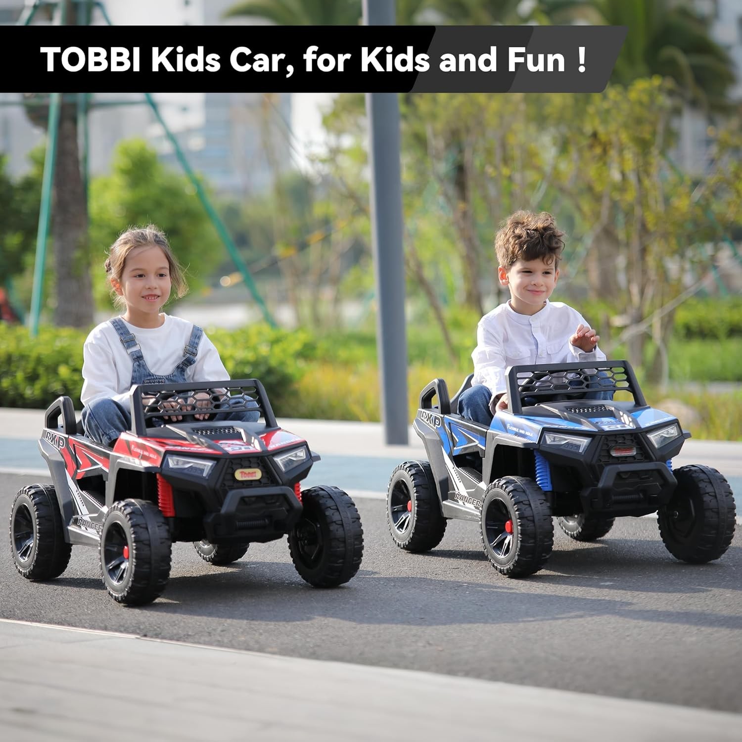 TOBBI 12V Kids Ride on Car, Electric Off-Road UTV Truck w/Headlights Music Horn