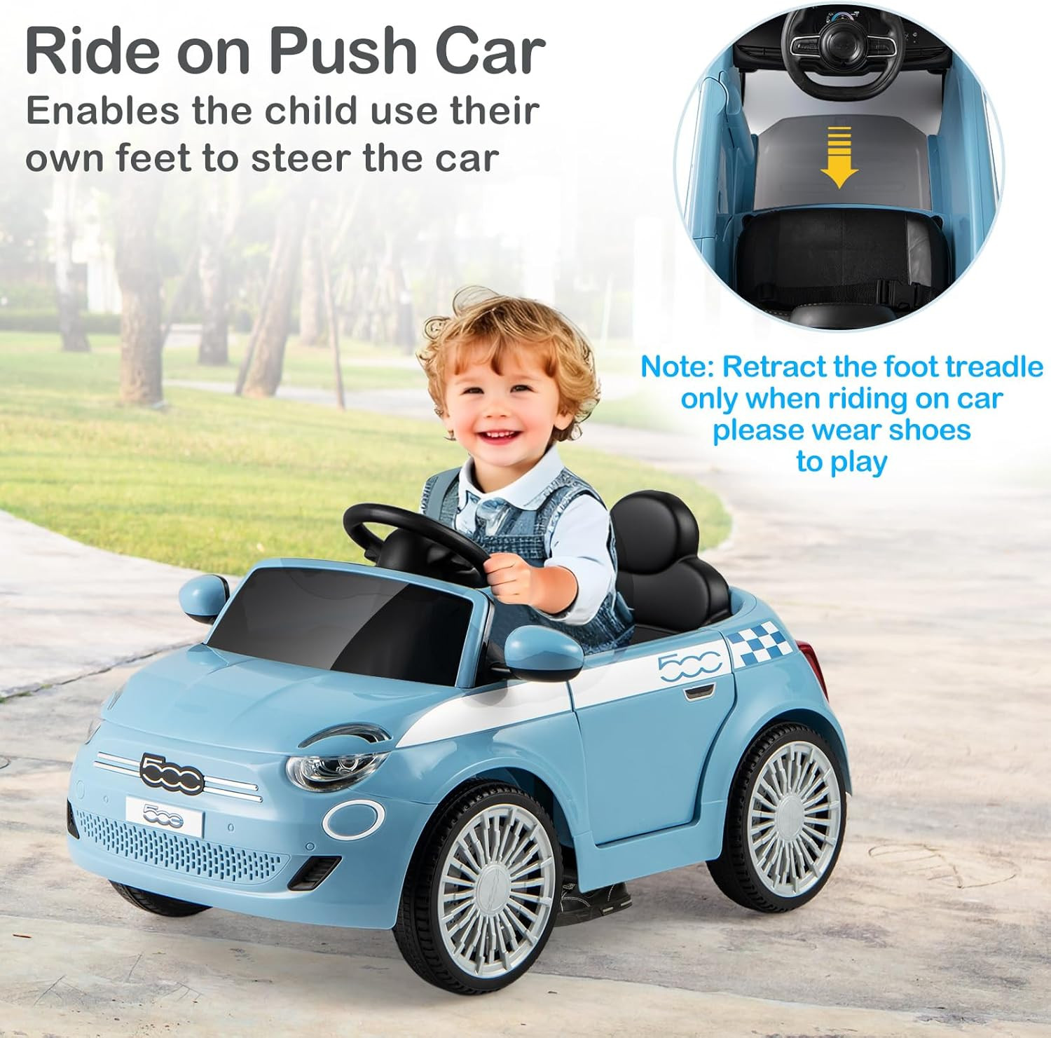Licensed Fiat 500 Ride on Push Car by , 3 in 1 Baby Stroller Sliding Walking Car