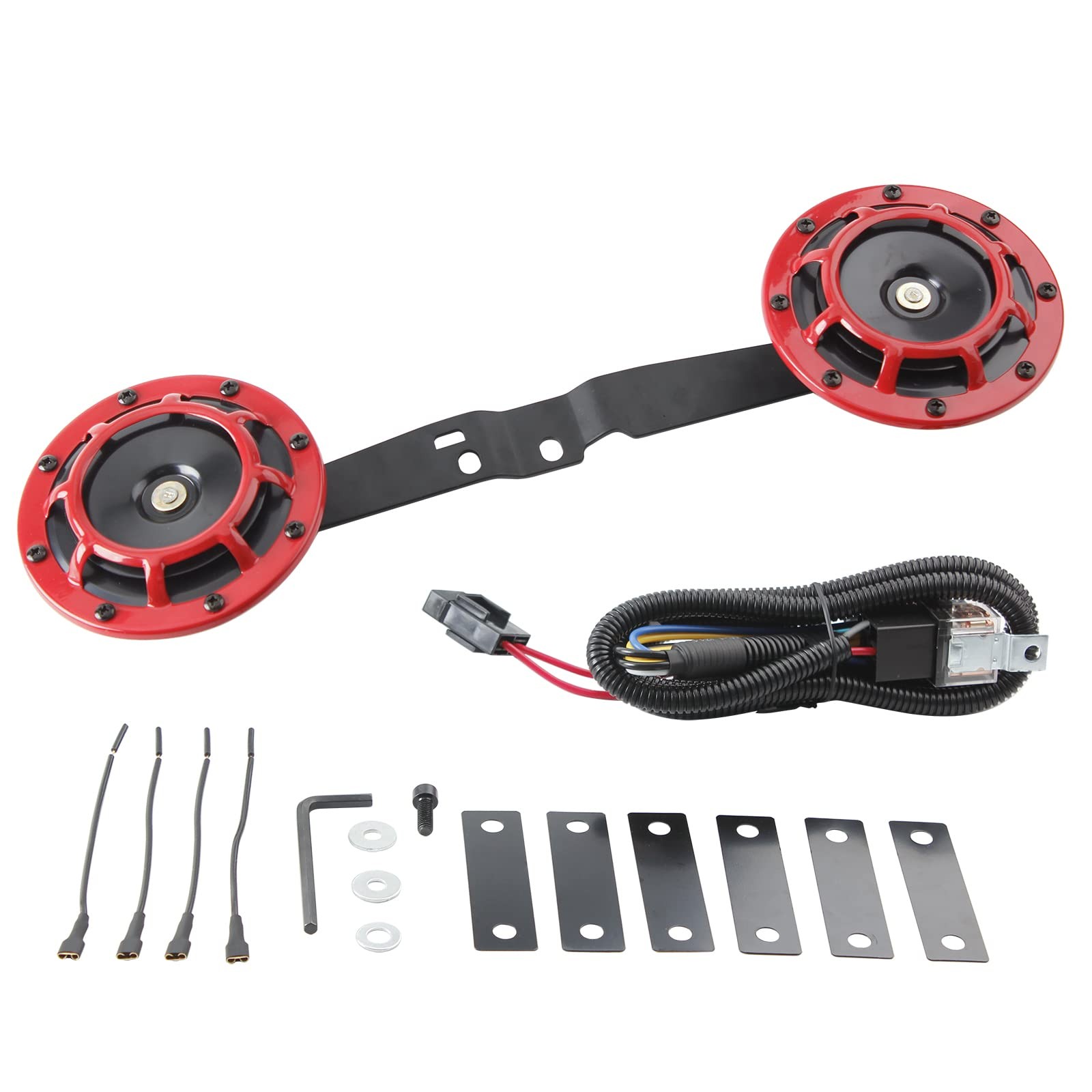 Waterproof Car Horn Loud Super tone High Tone/Low Tone Metal Twin Horns Kit w…