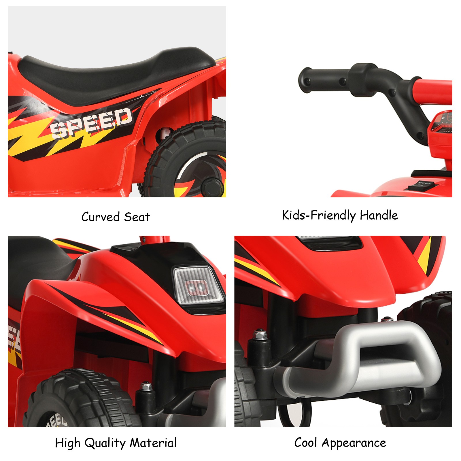 6V Kids Electric Quad ATV 4 Wheels Ride On Toy for Toddlers Forward&Reverse Red