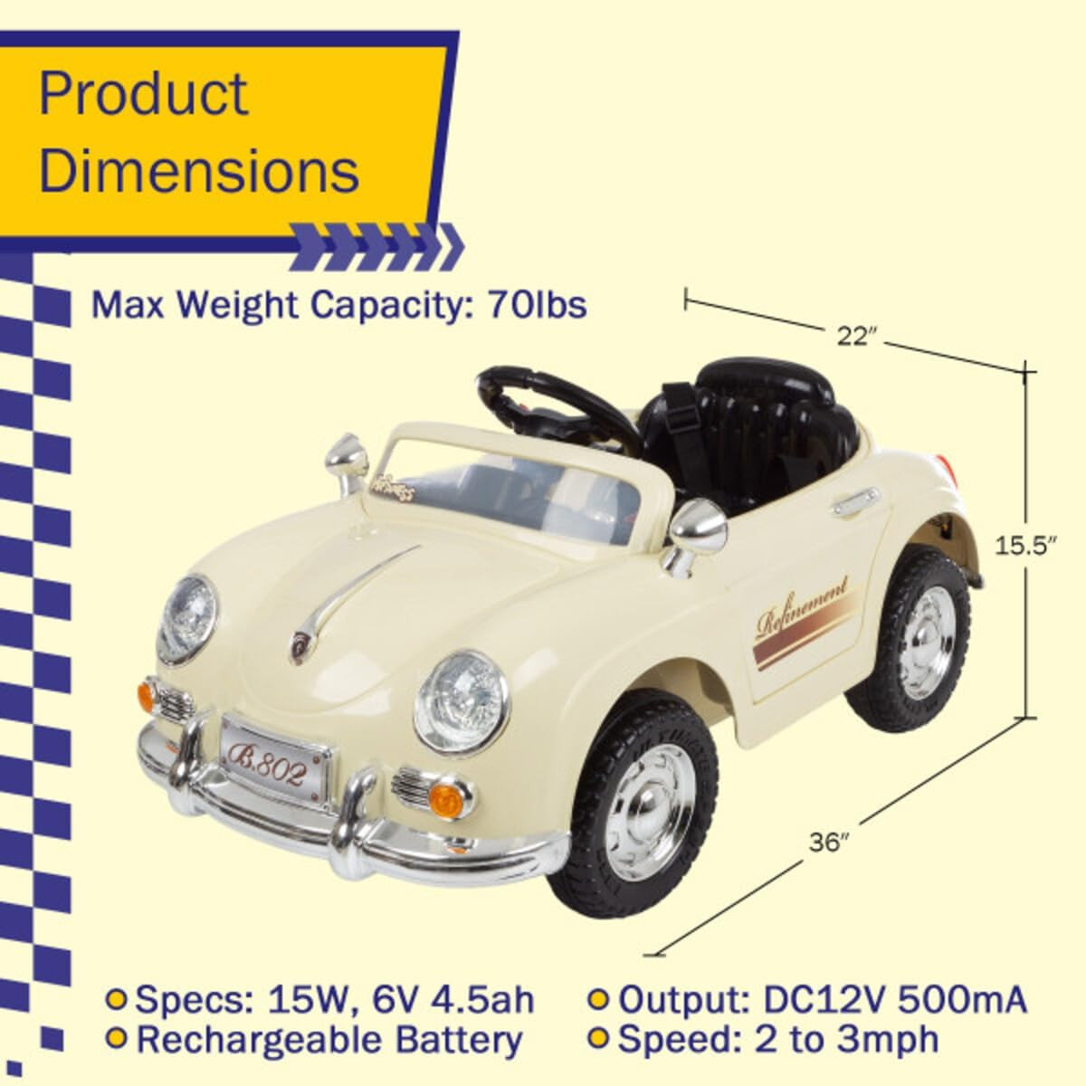 Kids Ride on Car with Remote – Classic Toddler Car for Kids Ages 3-6 – 6V Batter