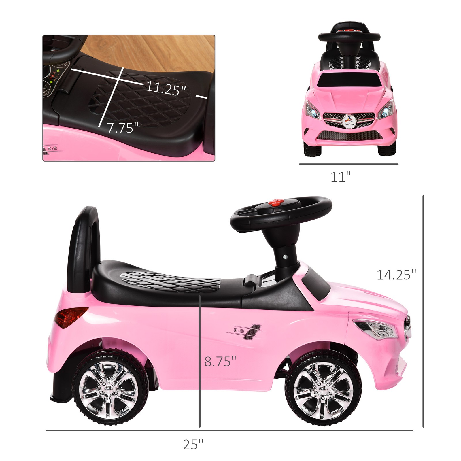 Ride on Sliding Car Baby Ride On Horn Music Working Lights Storage No Power Red
