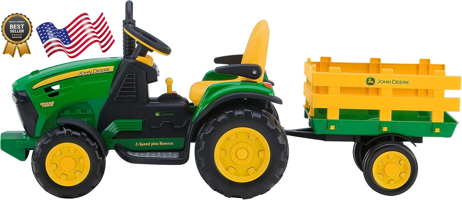 Peg Perego John Deere12 Volt Multi-Speed Ride on Ground Force Tractor & Trailer