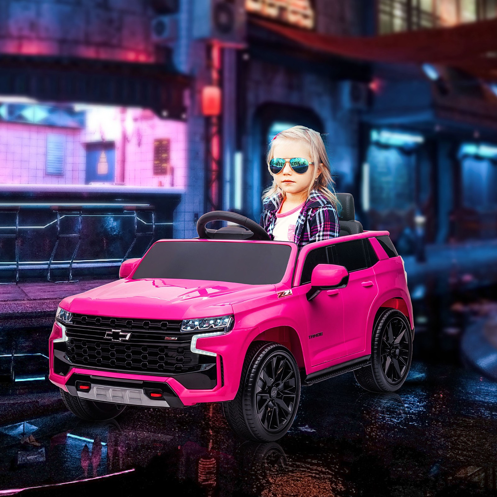 Electric Ride on Car, 12V Kids Ride-on Toy, Pink