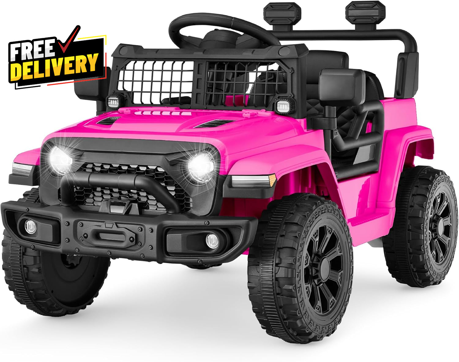 6V Kids Ride-On Mini Truck Electric Car 4-Wheel Suspension Remote Control Pink